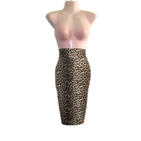 sexy retro rockabilly leopard midi wiggle skirt - Picture 2 of 5